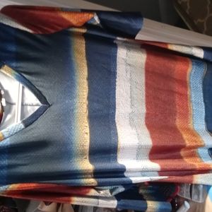 Lily by Firmiana Blouse size XL. Navy/orange multi color